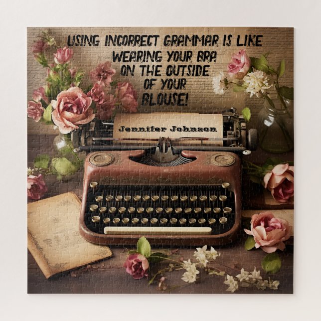 Puzzle de machine à écrire florale drôle (Vertical)