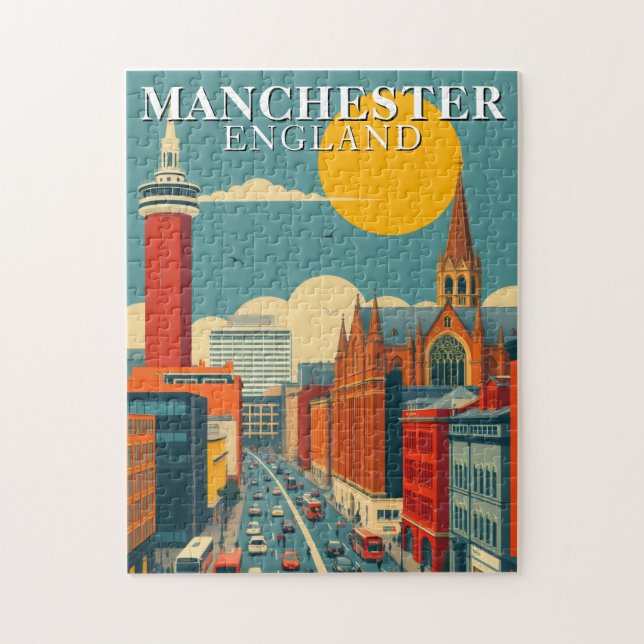 Puzzle de Manchester Angleterre Voyage Vintage Roy (Vertical)