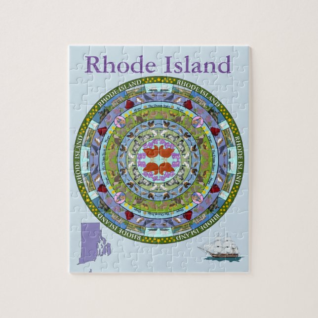 Puzzle de mandala d'état d'Île de Rhode (Vertical)