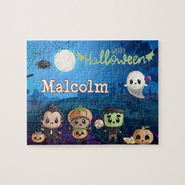 Puzzle de monstre Halloween personnalisé pour enfa (Horizontal)