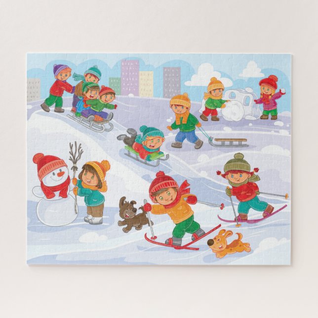 Puzzle de neige d'hiver amusant (Horizontal)