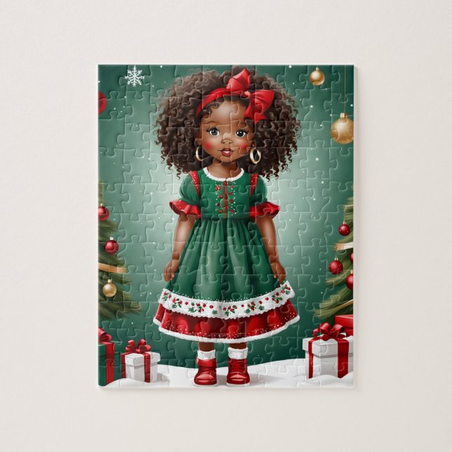 Puzzle de Noël des filles africaines américaines (Vertical)