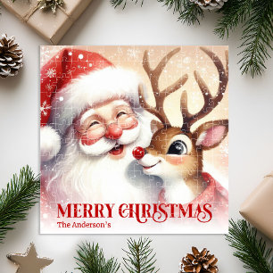Puzzle de Noël enneigé avec un Père Noël personnal