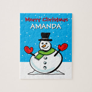 Puzzle de Noël pour enfants avec bonhomme de neige