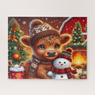 Puzzle de Noël rustique à l'effigie de vache highl