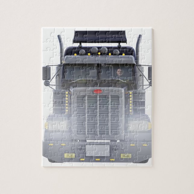 Puzzle De noir camion semi avec des lumières dessus dans (Vertical)
