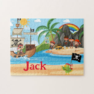Puzzle de nom d'enfant de bateau pirate personnali