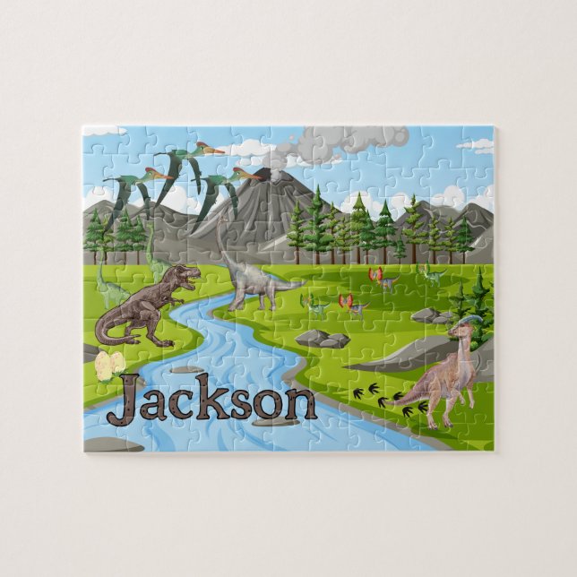 Puzzle de nom d'enfant dinosaure  (Horizontal)