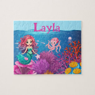 Puzzle de nom d'enfant personnalisé Sirène 