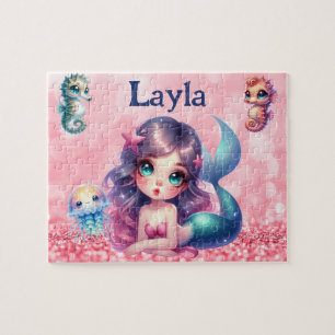 Puzzle de nom d'enfant personnalisé Sirène 
