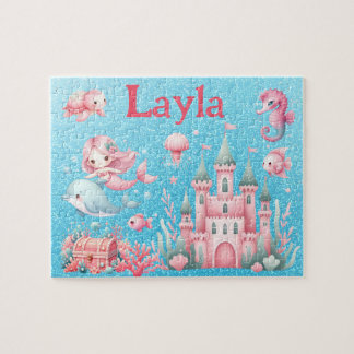 Puzzle de nom d'enfant sirène personnalisé