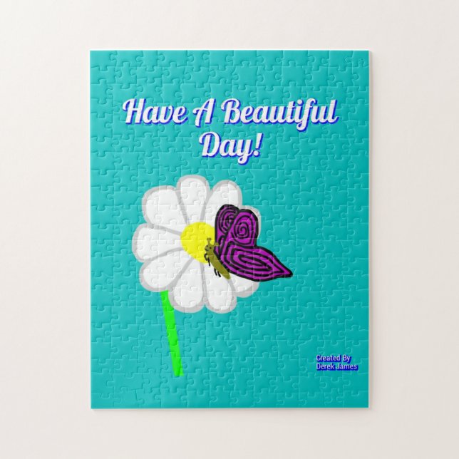 Puzzle de papillon et de marguerite blanche (Vertical)