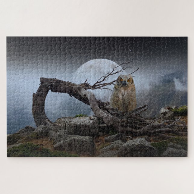 Puzzle de paysage de hibou mystique (Horizontal)