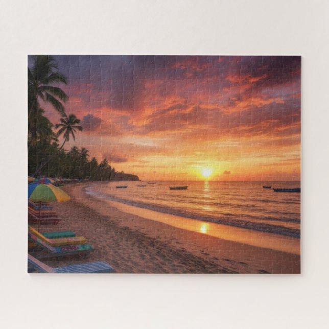 Puzzle de paysage de plage de coucher de soleil tr (Horizontal)