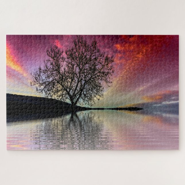 Puzzle de paysage panoramique du lac au coucher du (Horizontal)