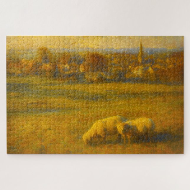 Puzzle de paysage rural à moutons anglais de style (Horizontal)