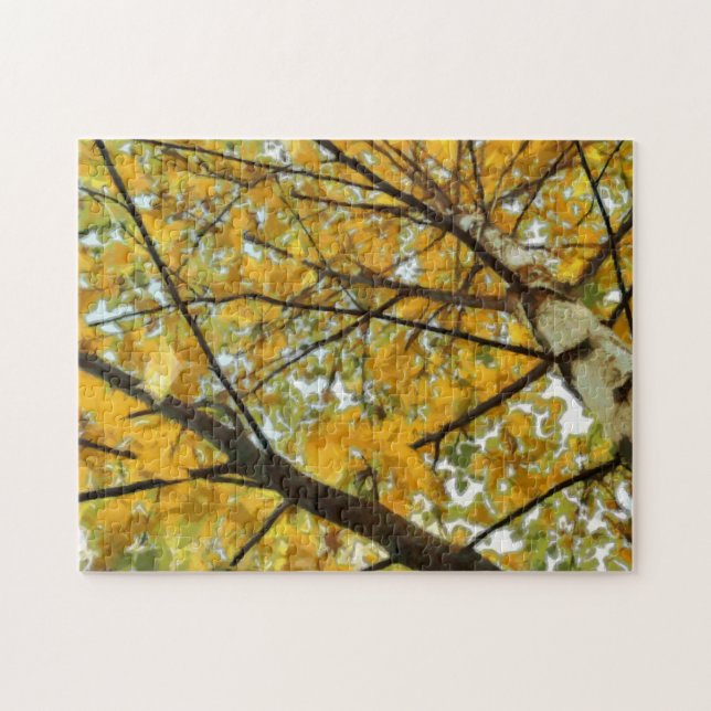 Puzzle de photo d'arbre de bouleau jaune d'automne (Horizontal)