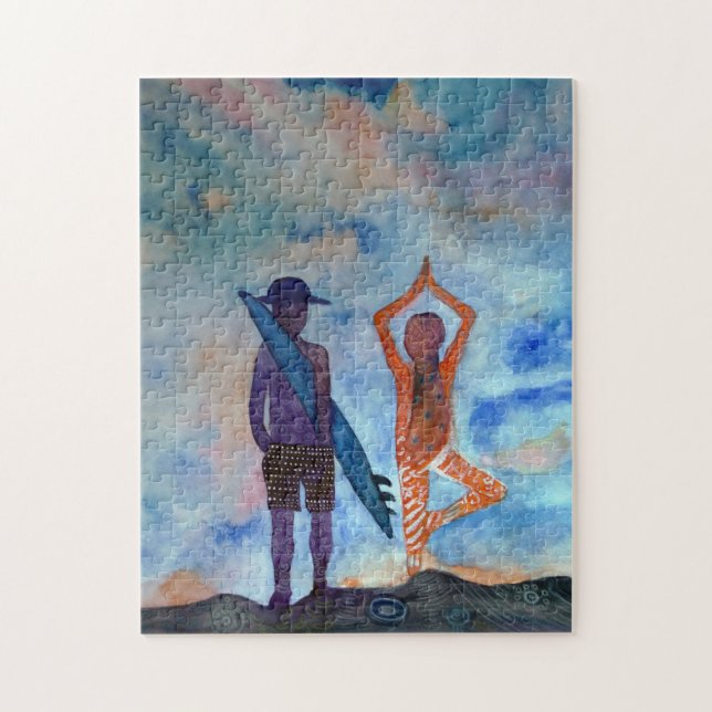Puzzle de photo d'art de peinture de yoga de surf (Vertical)