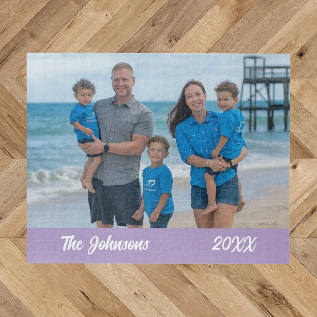 Puzzle de photo de famille simple moderne de plage (Créateur téléchargé)
