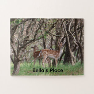 Puzzle de photo personnalisé de cerfs en bois