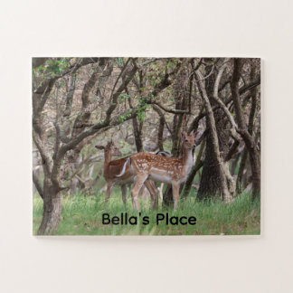 Puzzle de photo personnalisé de cerfs en bois