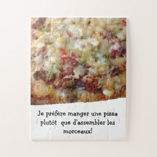 Puzzle de pizza avec citation drôle en français