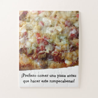 Puzzle de pizza avec citation espagnole (español).