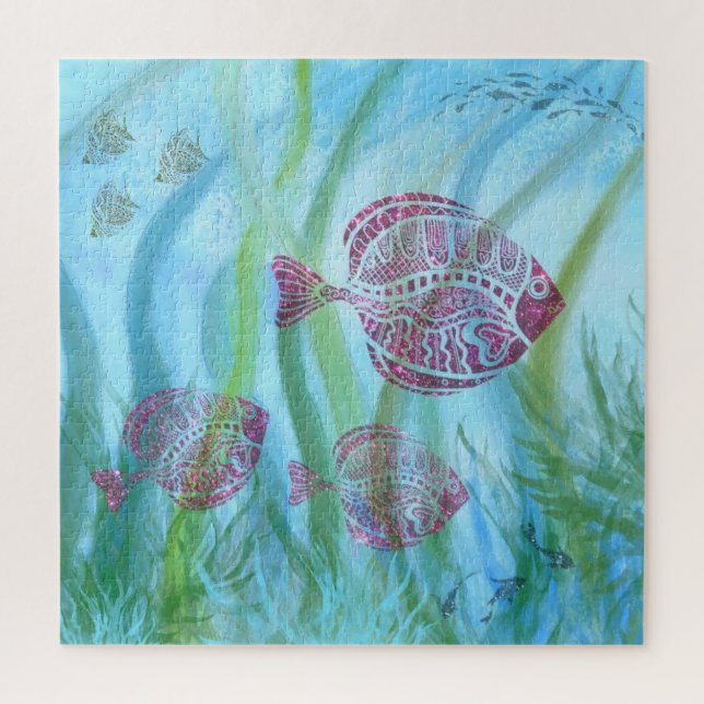 Puzzle de poissons pourpres - Belle vie sous-marin (Vertical)