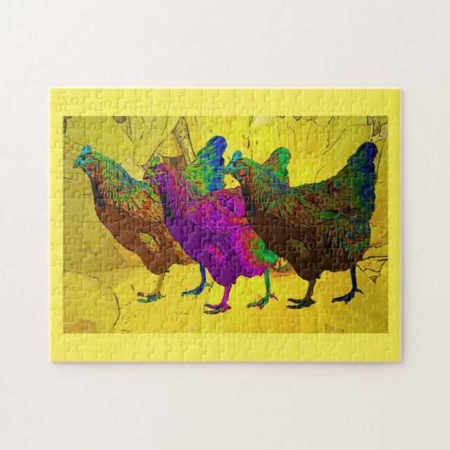 Puzzle de poulets colorés (Horizontal)