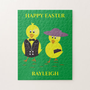 Puzzle de poussins de Pâques avec un nom personnal