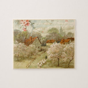 Puzzle de printemps de ville pastorale vintage