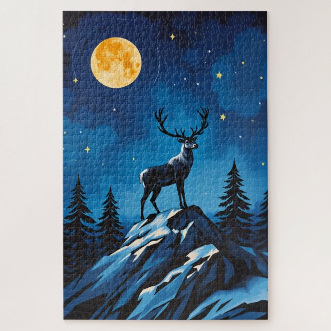 Puzzle de renne majestueux au clair de lune (Vertical)