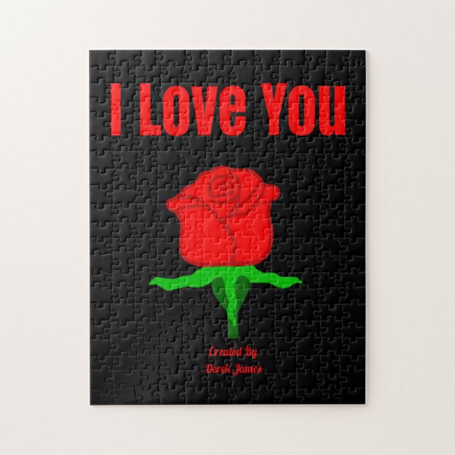 Puzzle de rose rouge je t'aime (Vertical)