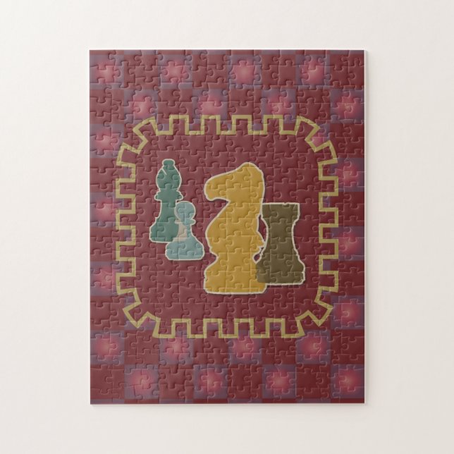 Puzzle de rouge de pièces d'échecs (Vertical)