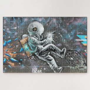 Puzzle de rue artistique de mural d'astronaute