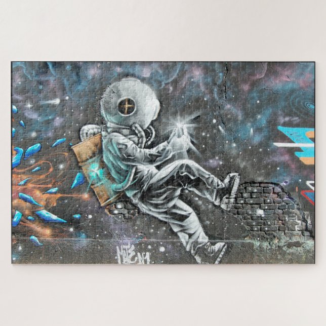 Puzzle de rue artistique de mural d'astronaute (Horizontal)