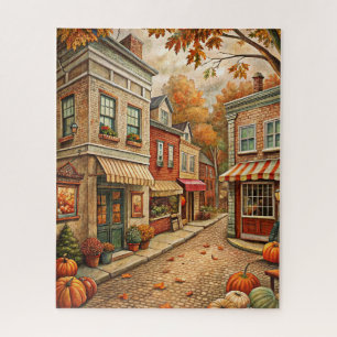 Puzzle de rue du village d'automne