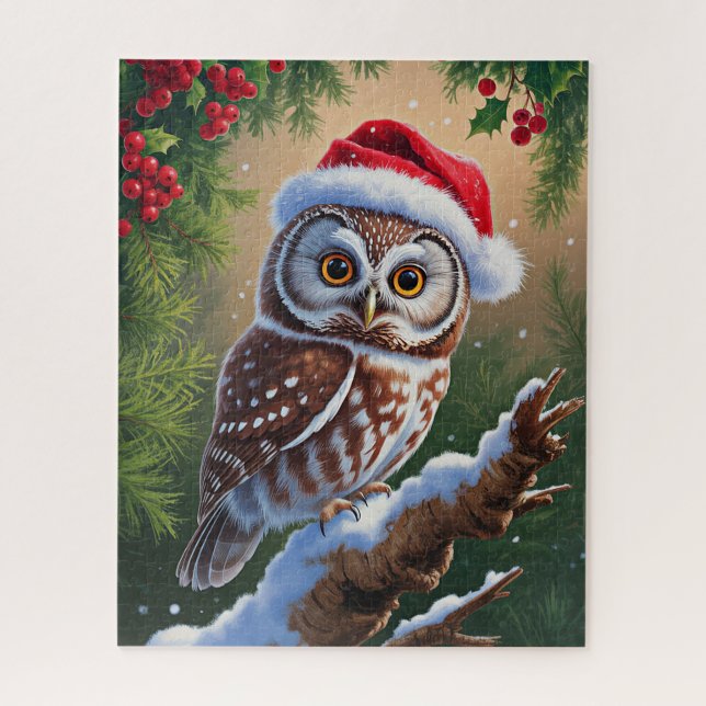 Puzzle de Santa Hat Owl (Vertical)