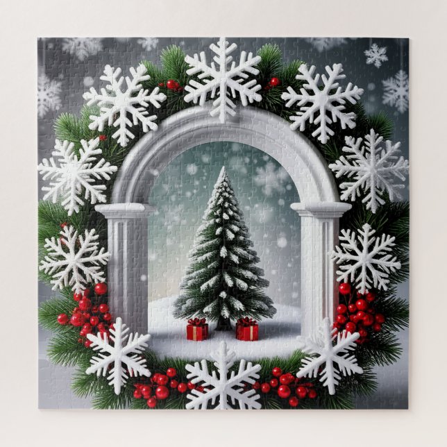 Puzzle de scène de fenêtre de Noël pour enfants et (Vertical)
