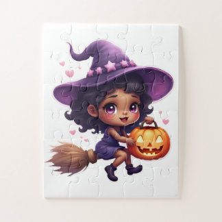Puzzle de sorcière d'Halloween mignonne - Petite f