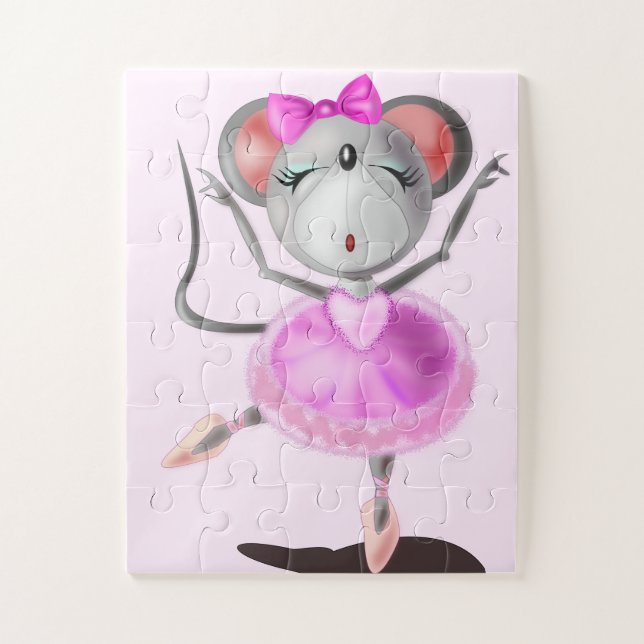 Puzzle de souris Ballerina - Votre couleur - Texte (Vertical)