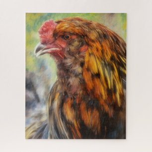 Puzzle de style artistique de la ferme avec coq