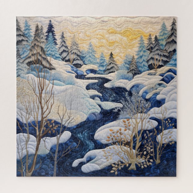 Puzzle de surface de neige en hiver (Vertical)
