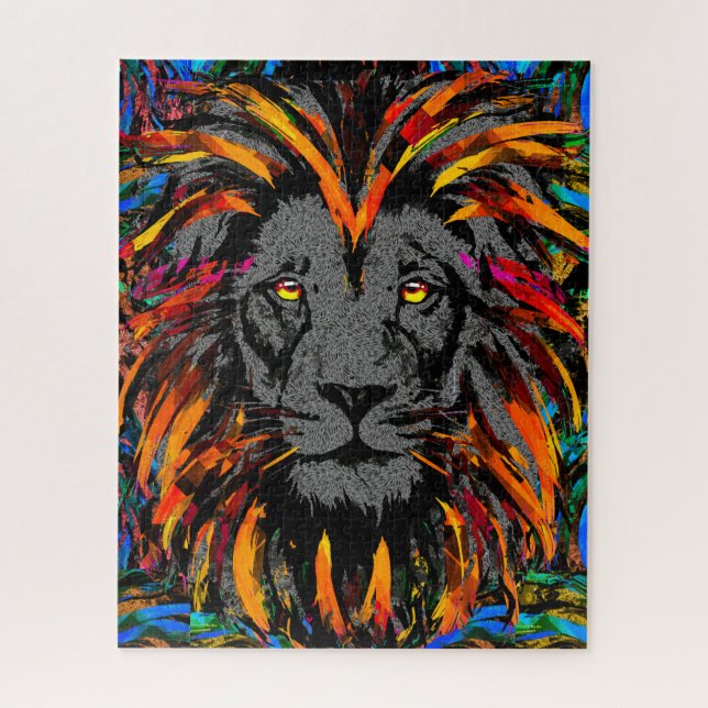 Puzzle de tête de lion | Orange Lion Puzzle (Vertical)