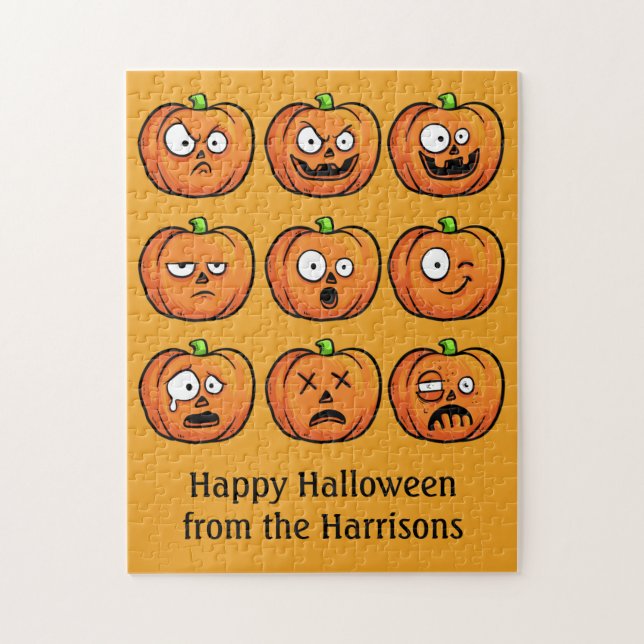 Puzzle de texte personnalisé Citrouille d'Hallowee (Vertical)