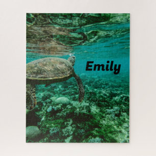 Puzzle de tortue marine avec votre nom - 520 pièce