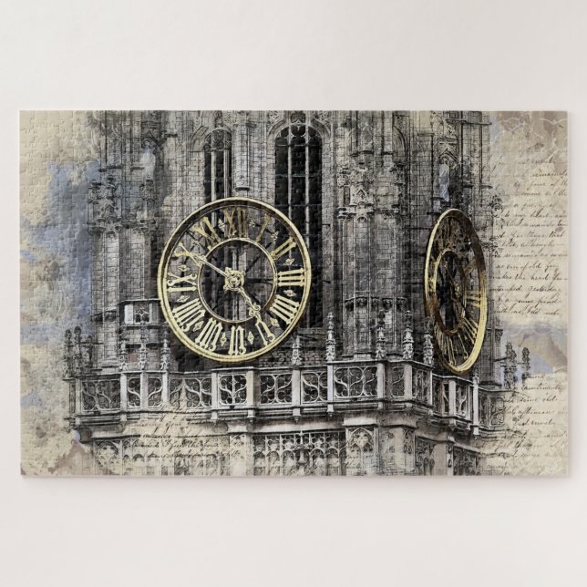 Puzzle de tour à horloge vintage (Horizontal)