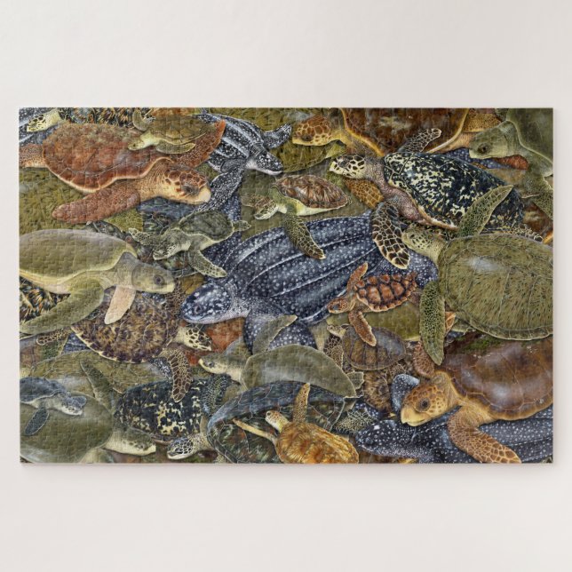 Puzzle de toutes les espèces de tortues marines (Horizontal)