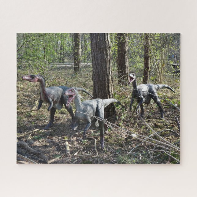 Puzzle de trois dinosaures en course (Horizontal)