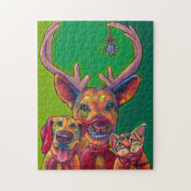 Puzzle de vacances d'amis de cerfs communs par des